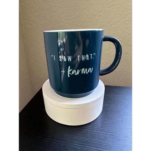 Karma Mug | Threshold Mug I Saw That Karma Mug Blue Novelty Coffee Cup | Karma M - Picture 2 of 5